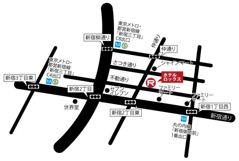 ホテルロックス新宿 マップ 地図